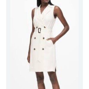 Banana Republic Khaki Safari‎ Double-Breasted Trench Dress Shift Fit Belted sz 0